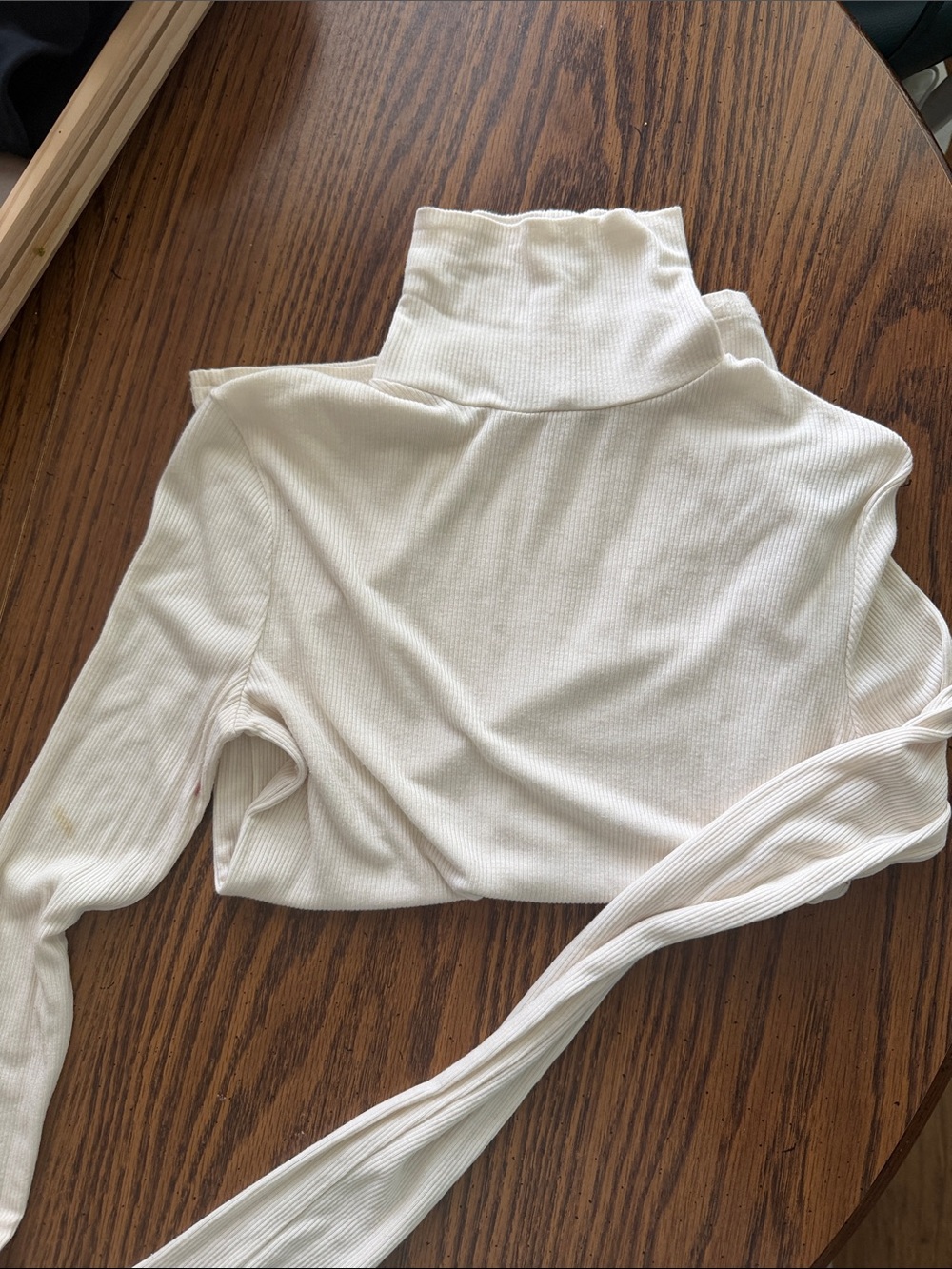 Cream color Ribbed Turtleneck - Picture 1 of 5